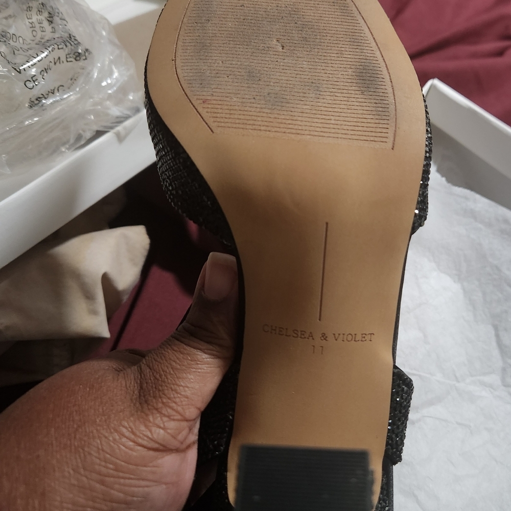 Chelsea & Violet Black Rhineston Shoe